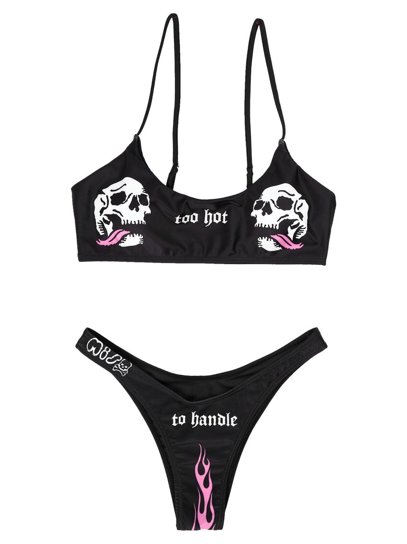 Too Hot To Handle Skull Bikini - bikini, bikinis, creepy, ddlg, goth