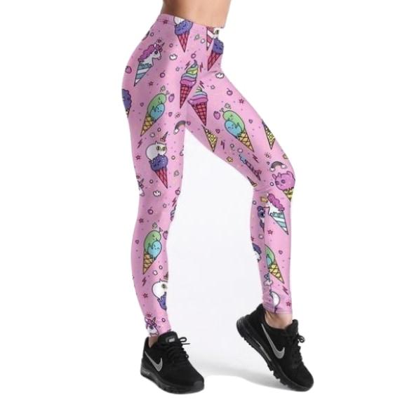 Kawaii Pink Ice-cream Sprinkles Yoga Pants Leggings Athletic Fitness Cute Fashion