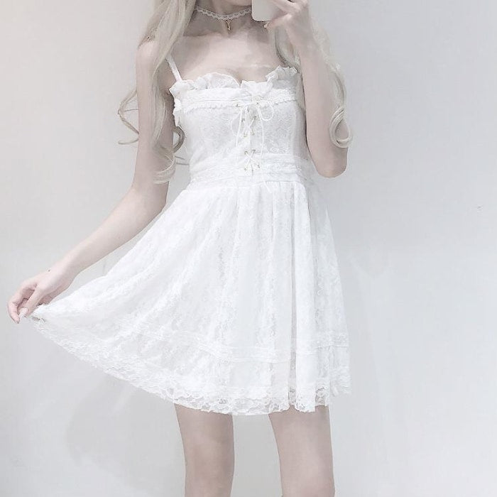 White lace dress  Lace dress classy, White lace dress short, Lace