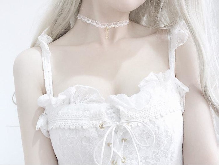 White Lace Bridal Shower Dress Innocent Bride Ruffles Lace Up Elegant Kawaii Dresses