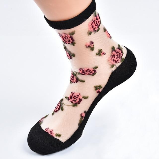 Invisible Floral Socks Transparent Clear Stockings | Kawaii Babe