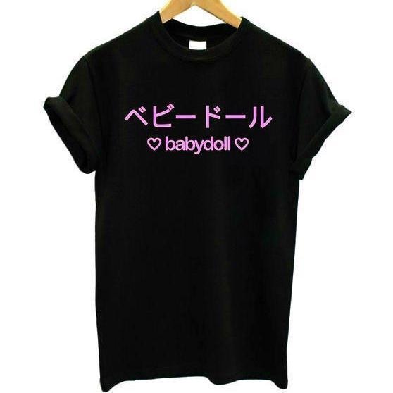 japanese babydoll t-shirt tee top shirt japan writing hearts abdl kink fetish harajuku style clothing cgl 