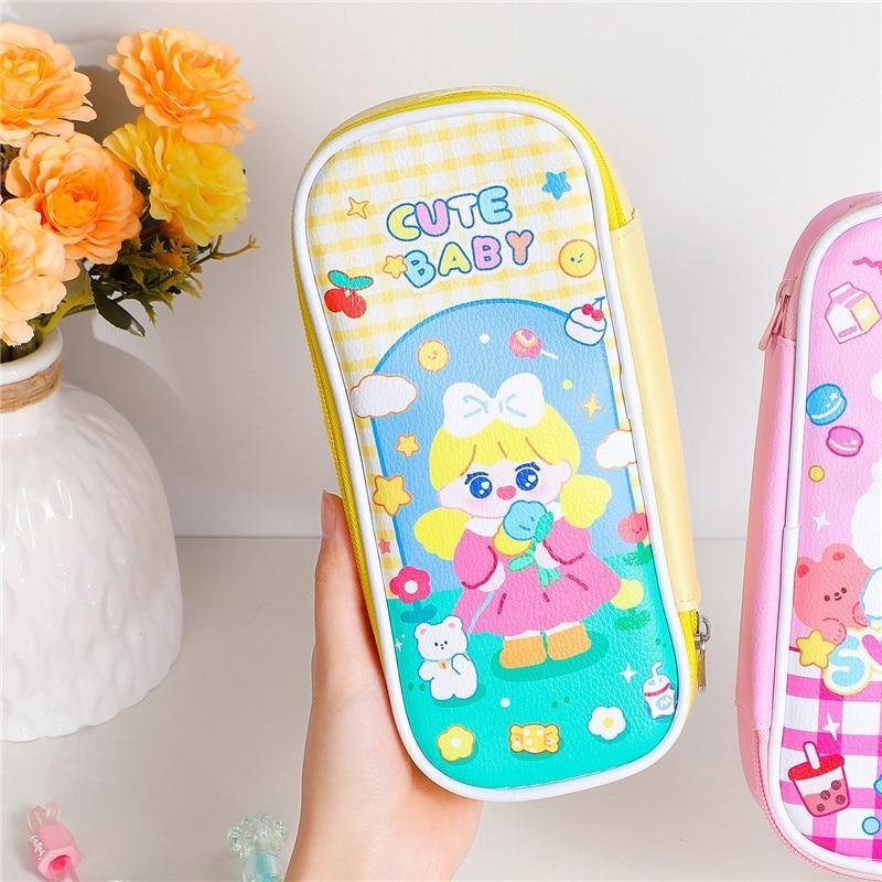 Kawaii Candy Stationary Case - Yellow Cute Baby - bags, carrots, cases, cosmetic bag, fairy kei