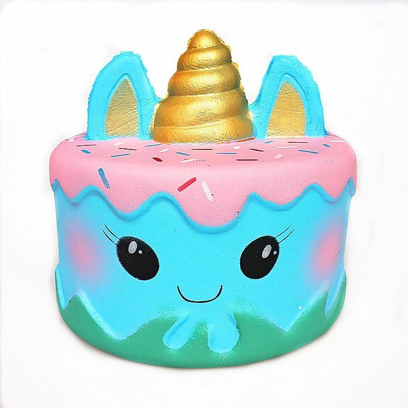 Kawaii Squishies (40+ Styles) - 10cm Blue Unicorn Cake - squishy
