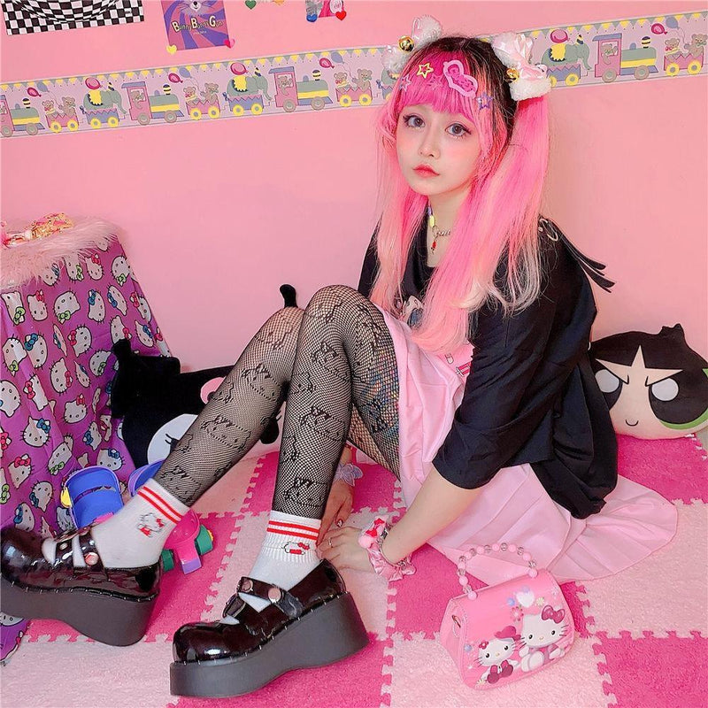 Hello Kitty Cat Fishnet Tights Nylons Goth Dark Fashion Kawaii Shop ...