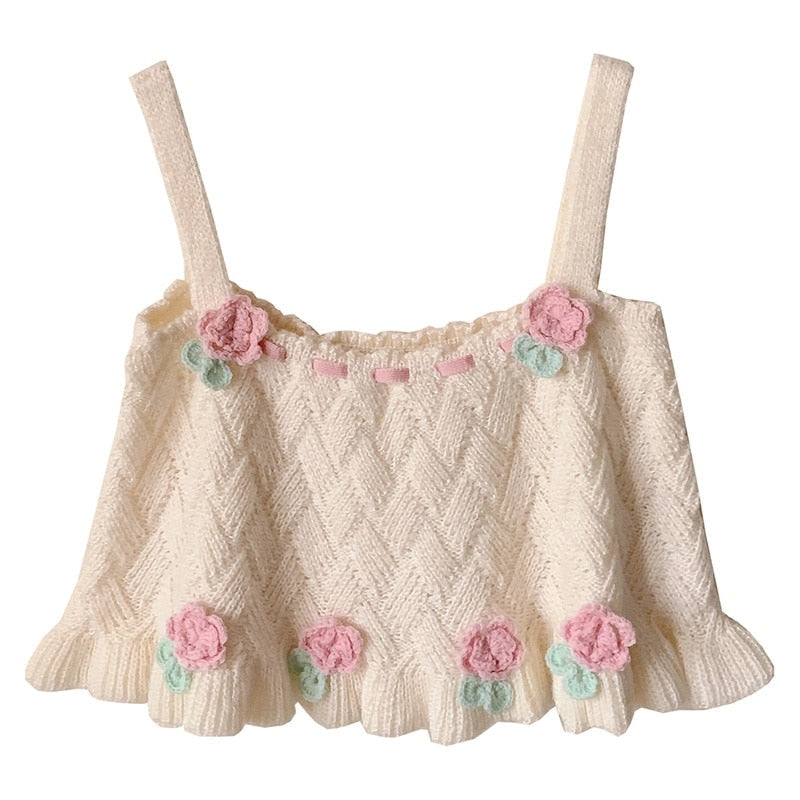 Knit Tulip Fairy Crop Top - Shirts & Tops