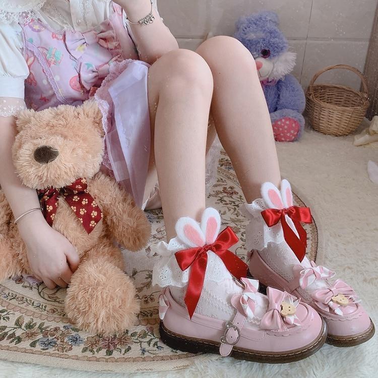 Lace Baby Bun Sockies - bunnies, bunny, bunny ears, feet, lace