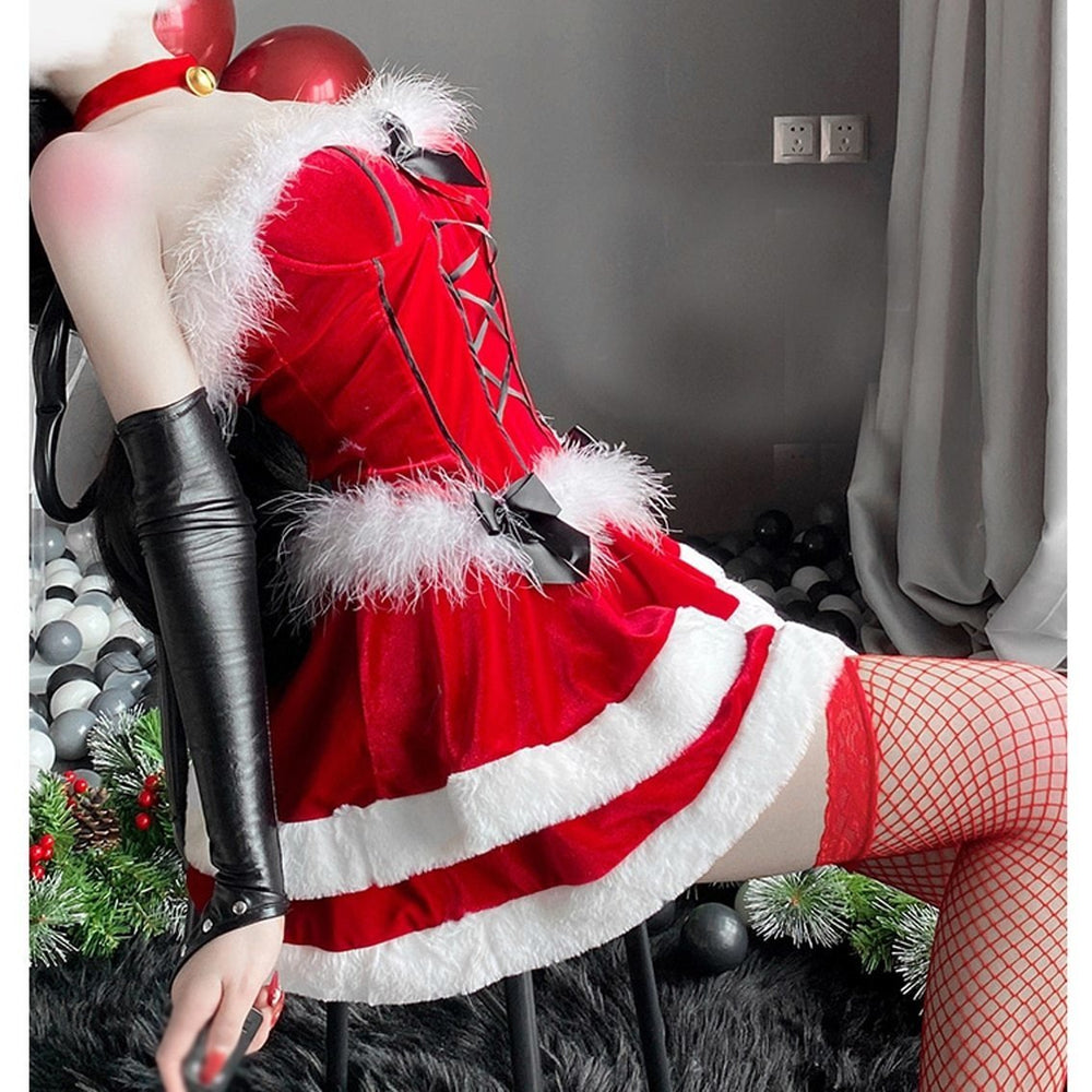 sexy christmas santa dress Womens Sexy Christmas Outfit Mrs Santa Claus Fancy Mini Dress Xmas Red  Costume