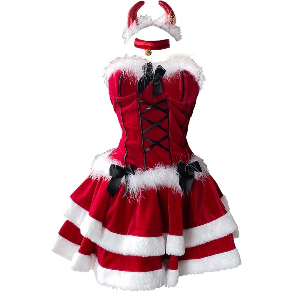 Lace Up Santa Dress + Costume Santa Clause Holiday Outfit / L