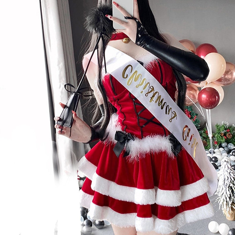 Lace Up Santa Dress + Costume Santa Clause Holiday Outfit / L