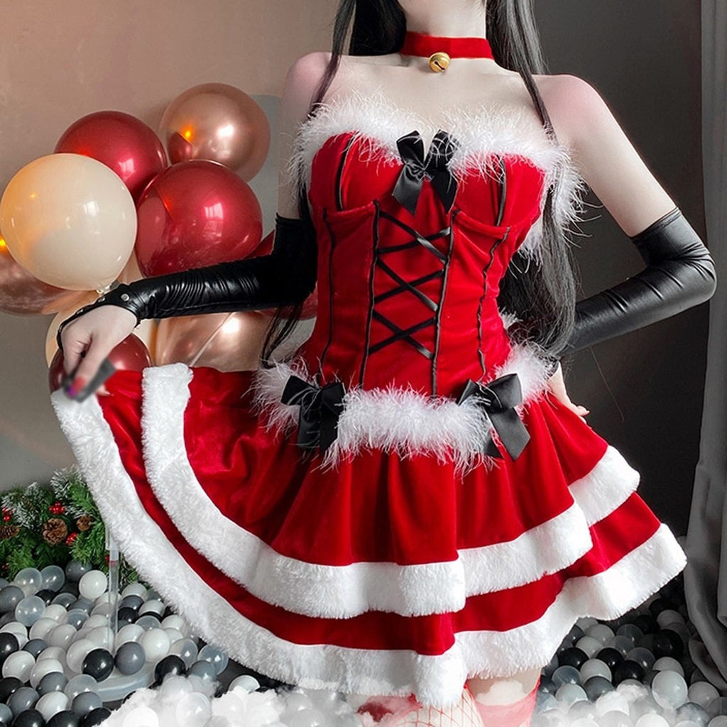 Lace Up Santa Dress + Costume Santa Clause Holiday – Kawaii Babe