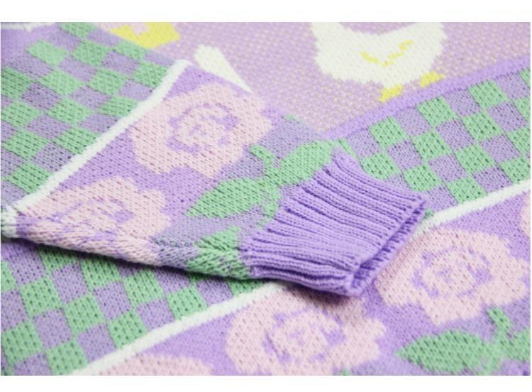 Lavender Pastel Vintage Fairy Kei Sweater Knit Sweatshirt Pullover Kawaii Harajuku Street Fashion 