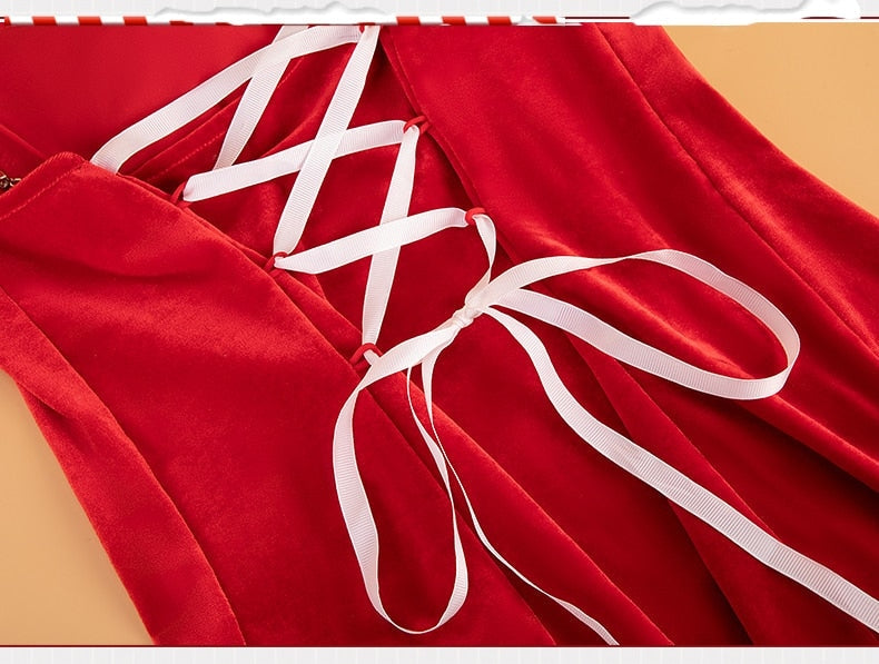 Layered Santa Ribbon Dress - christmas, dresses, festive, holiday dress, holidays