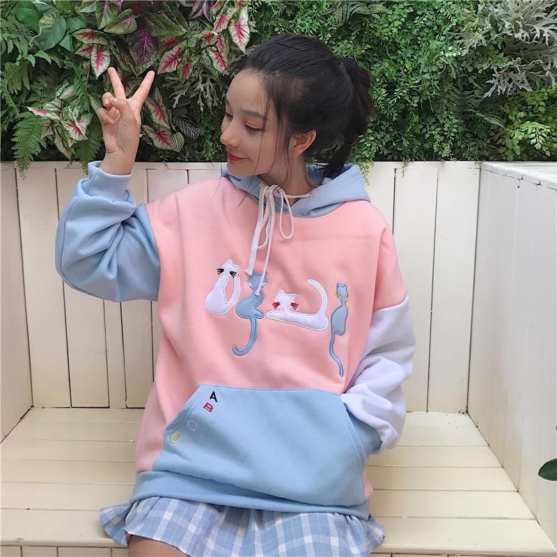 Little Neko Hoodie Sweatshirt Sweater Pastel Kitten | Kawaii Babe