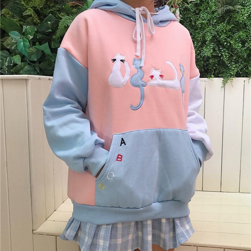 Little Neko Hoodie Sweatshirt Sweater Pastel Kitten | Kawaii Babe