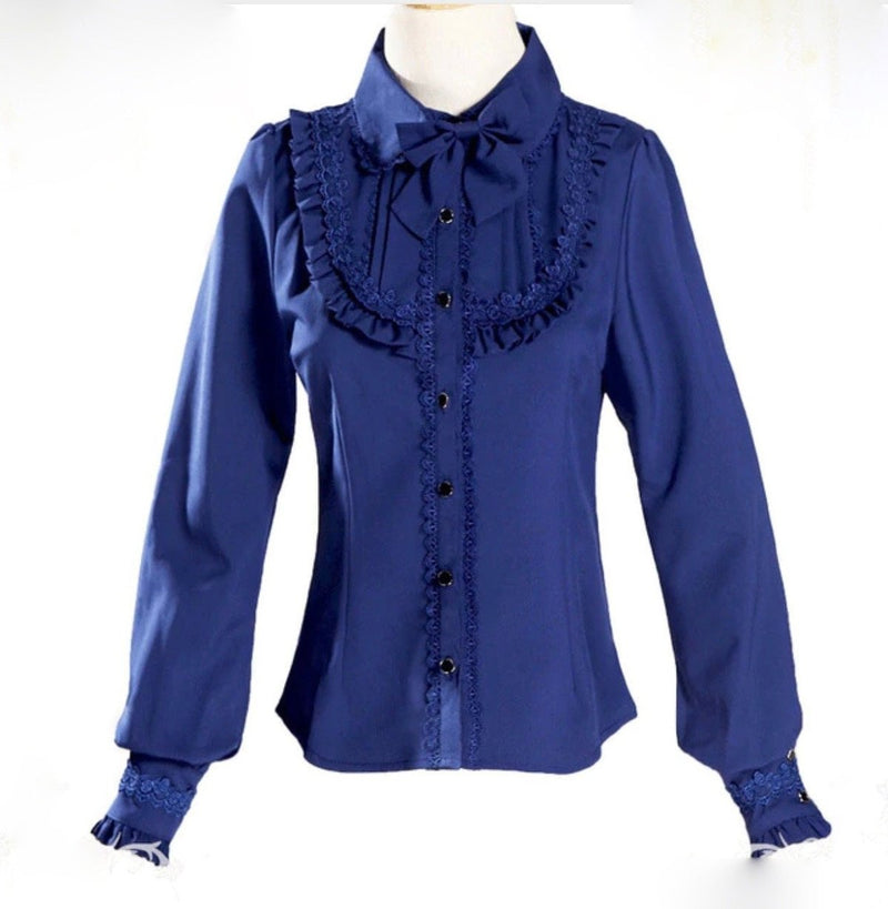 Lolita Collared Blouse Button Ruffles Victorian EGL | Kawaii Babe