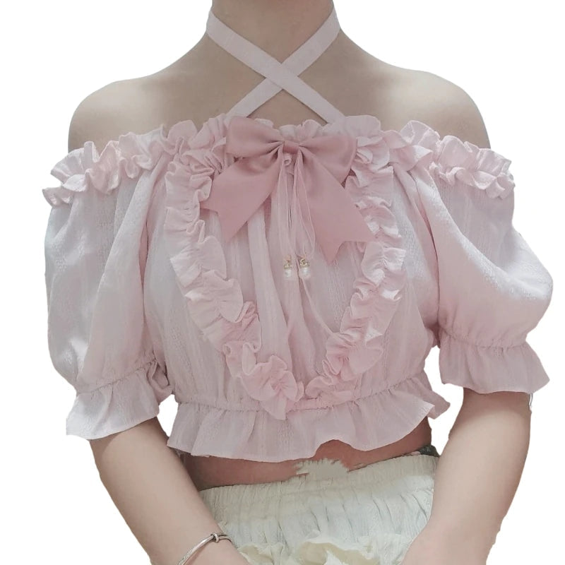 Lolita Cropped Blouse - blouse, blouses, crop top, cropped tank, top