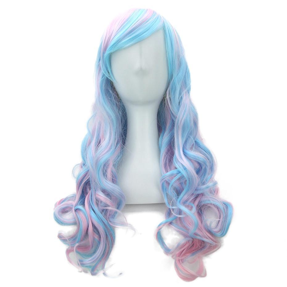 Long Cotton Candy Curly Pastel Wig Kanekalon Kawaii Kawaii Babe