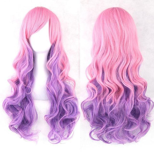 Long Cotton Candy Wig - Purple & Pink - wig