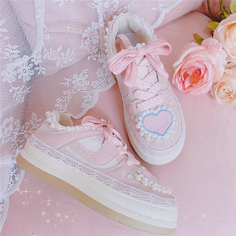 Love Heart Pink Lolita Shoes