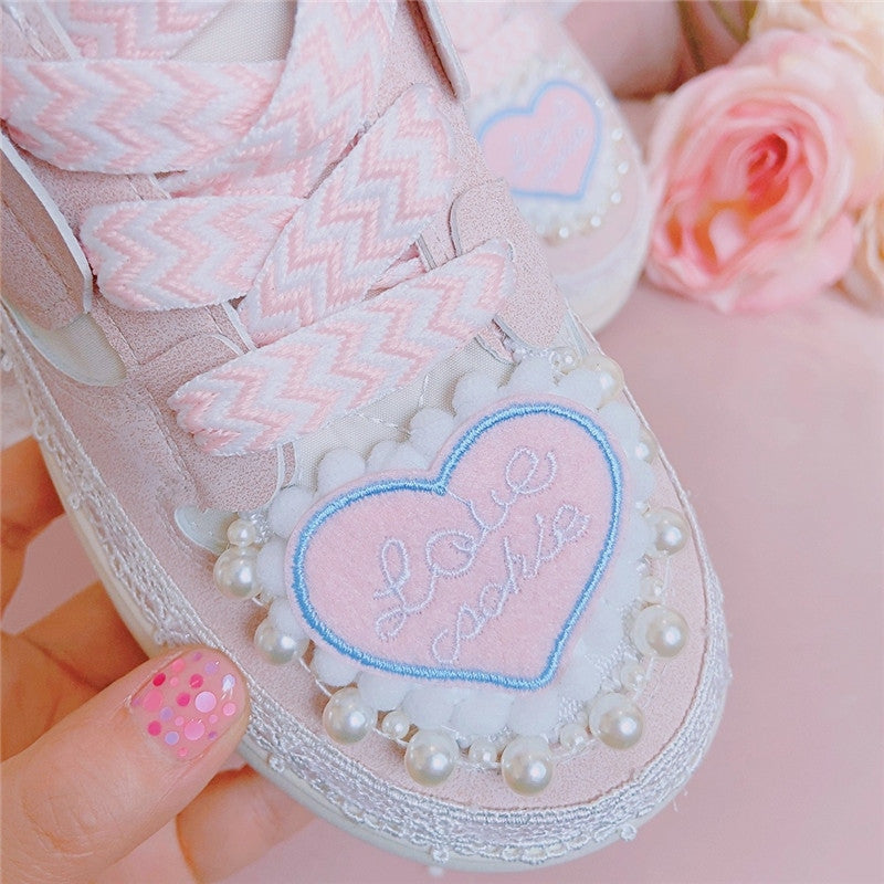 Girls Shoes Embellished Sneakers For Ladies - Light Pink Color
