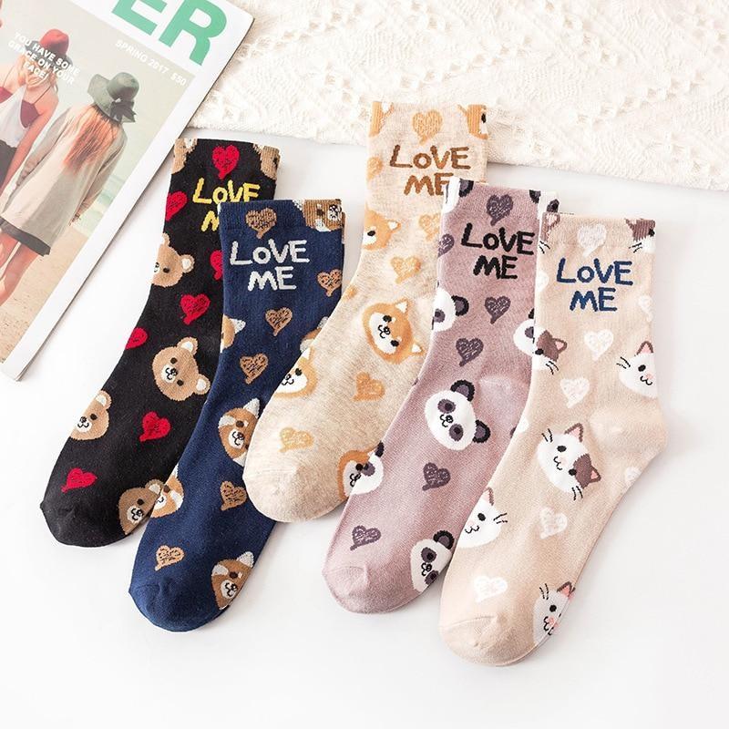 Love Me Sockies - ankle socks, baby bear, bears, cats