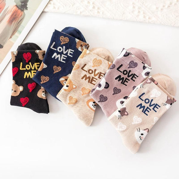 Love Me Sockies - ankle socks, baby bear, bears, cats