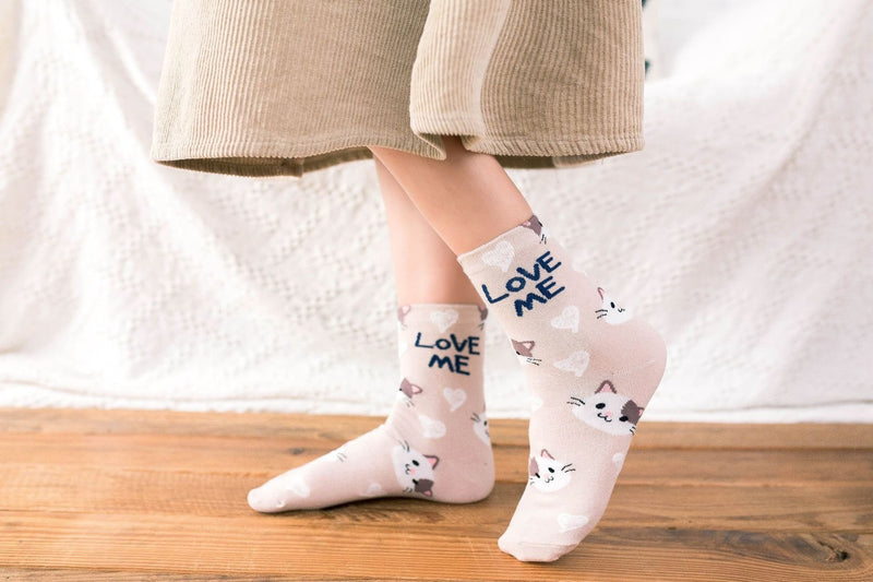 Love Me Sockies - Beige Kittens - ankle socks, baby bear, bears, cats