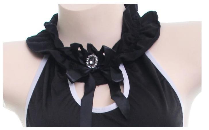 Black Lolita Maid Dress Cosplay Roleplay Sexy Lingerie