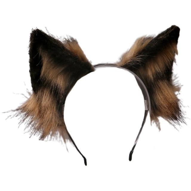 Luxurious Neko Ear Headband (10 Colors!) - Brown Black - cat, cat cears, fox, fox ears, head band