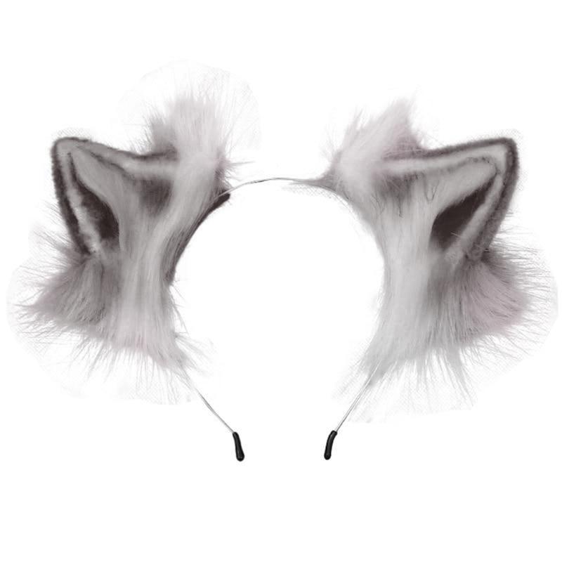 Luxurious Neko Ear Headband (10 Colors!) - Grey - cat, cat cears, fox, fox ears, head band
