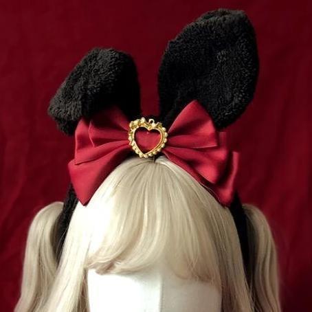 Luxury Bunny Headband - Red & Black - bags