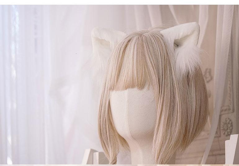 Luxury Realistic Neko Cat Ear Fox Ears Clip in Kawaii Babe Pink