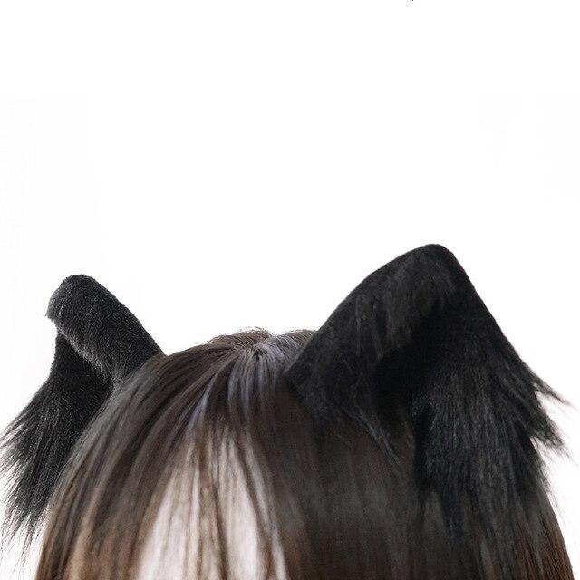 Luxury Realistic Neko Ears - Black - hair clips