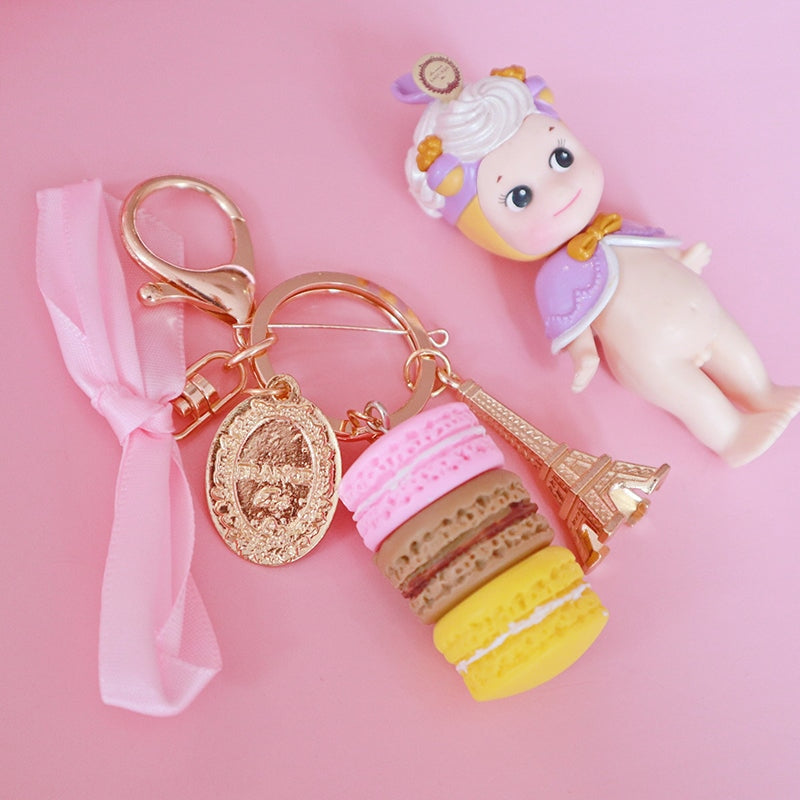 Macaron Keychain - Neutral Macarons - fairy kei, fairykei, key chain, chains, keychain
