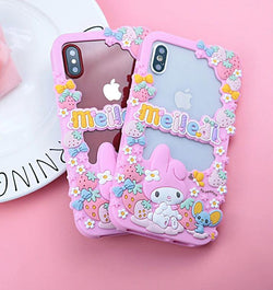 Pink My Melody Apple iPhone Case 3D Soft Rubber TPU Fairy Kei Kawaii Cute Strawberries