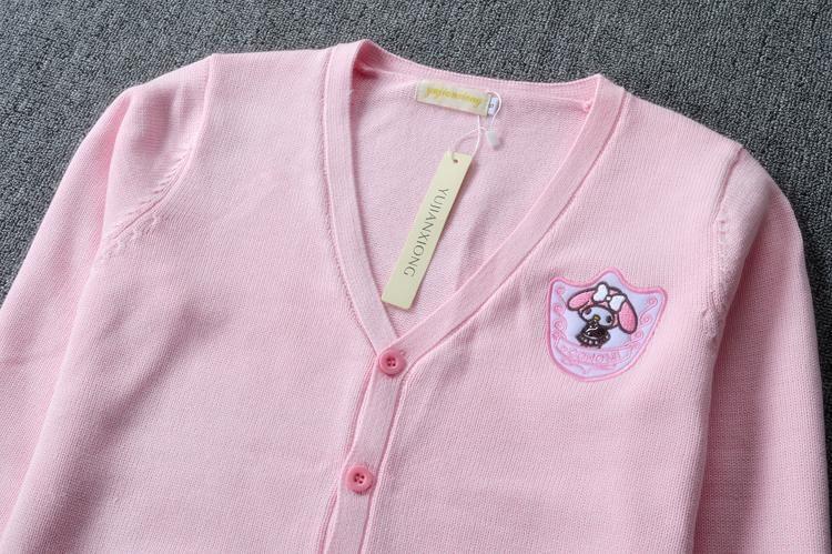 Pink My Melody Bunny Knit Cardigan Sweater Sweatshirt Harajuku Japan Kawaii Fashion