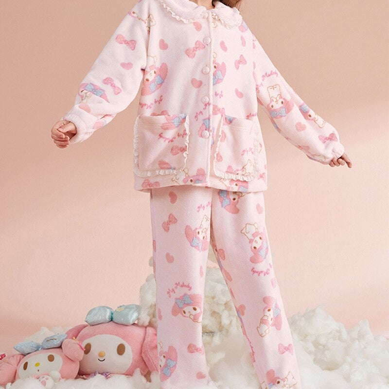 hoofdzakelijk Piraat Integratie My Melody Pink Soft Fuzzy Pajama Set Sleepwear Loungewear Kawaii Babe