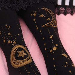 steampunk lolita gothic tights leggings nylons pantyhose compass stars brass copper victorian era dieselpunk by kawaii babe