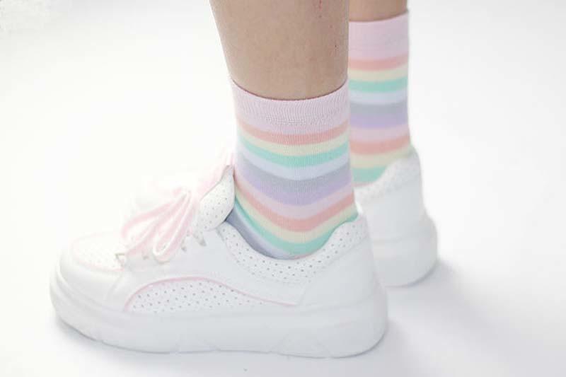 Rainbow Cloud Leg Warmers - Colourful Pastel or Bright Fairy Kei