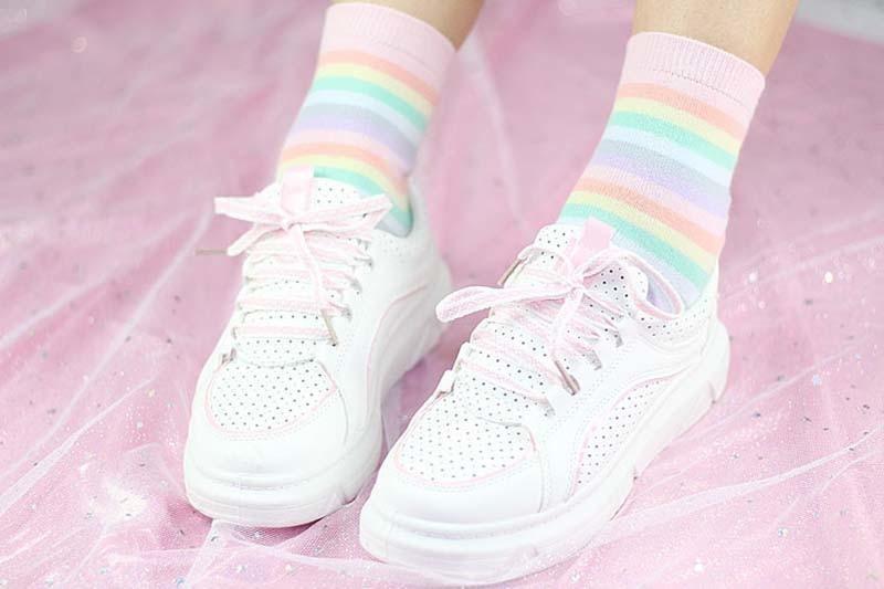 Milky Pastel Rainbow Socks Fairy Kei Kawaii Fashion