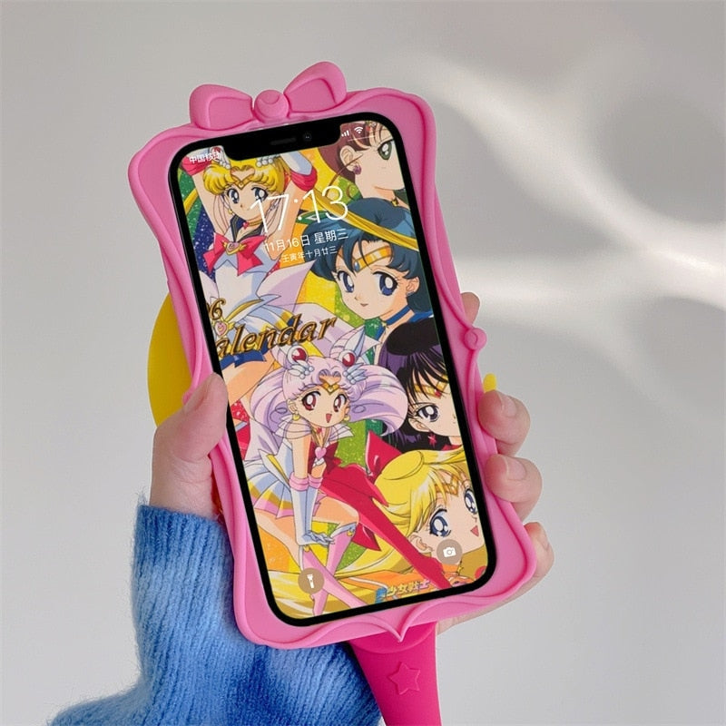 Moon Wand Rubber Pink Magica Phone Case – Kawaii Babe Moon Wand Rubber Pink Magica Phone Case – Kawaii Babe