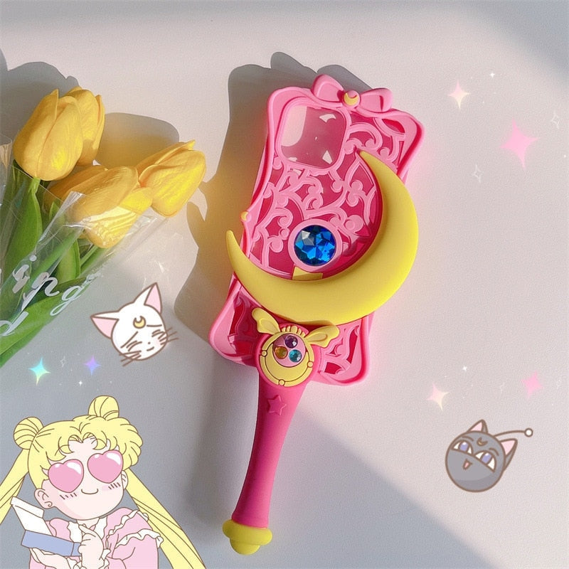 Moon Wand Rubber Pink Magica Phone Case – Kawaii Babe Moon Wand Rubber Pink Magica Phone Case – Kawaii Babe