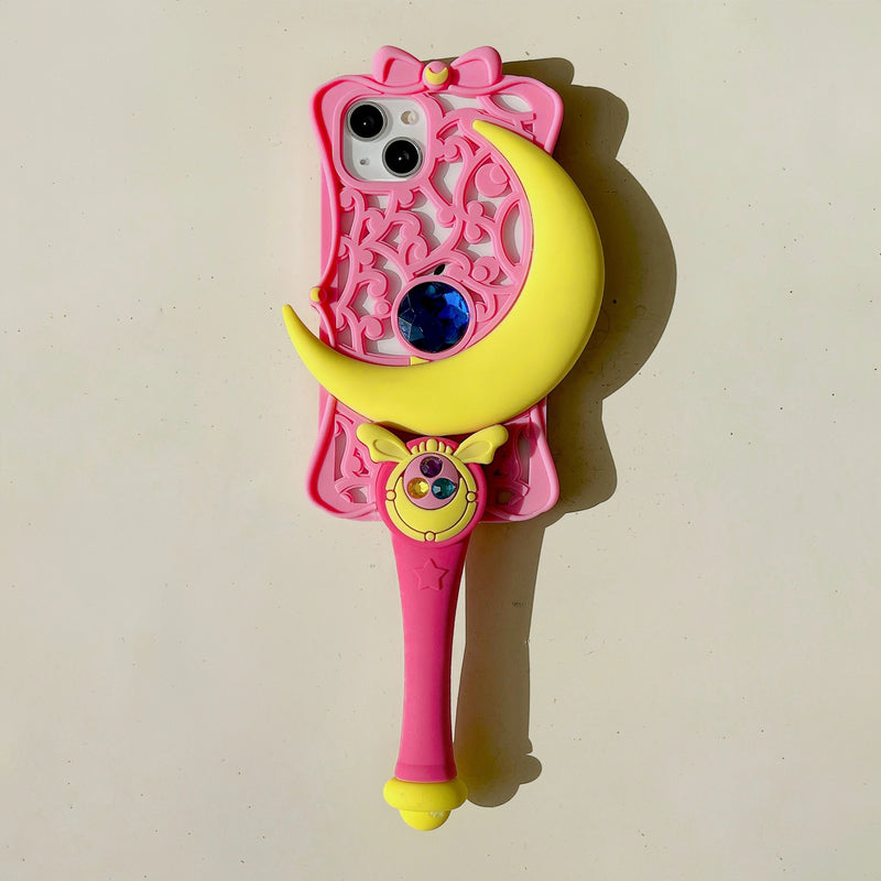 Moon Wand Rubber Pink Magica Phone Case – Kawaii Babe Moon Wand Rubber Pink Magica Phone Case – Kawaii Babe