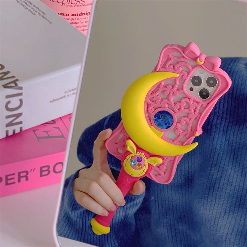 Moon Wand Rubber Pink Magica Phone Case Kawaii Babe Moon Wand Rubber Pink Magica Phone Case Kawaii Babe