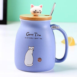 Kawaii Purple Kitty Cat Kitten Coffee Cup Mug Creamer Jar Can With Lid 