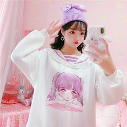Otaku Baby Collared Sweatshirt - anime, anime girl, fairy kei, harajuku, hoodie sweater