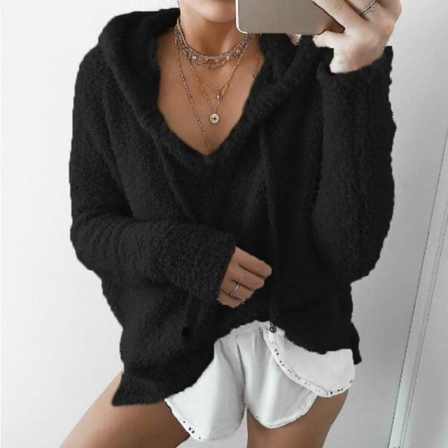 Fuzzy Star Hoodie Cozy Sweater Pullover