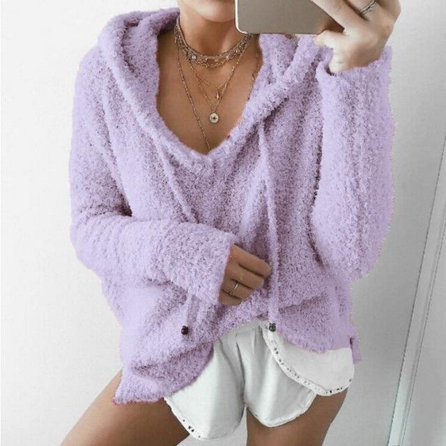 Oversized Fuzzy Hoodie - purple / S - hoodie