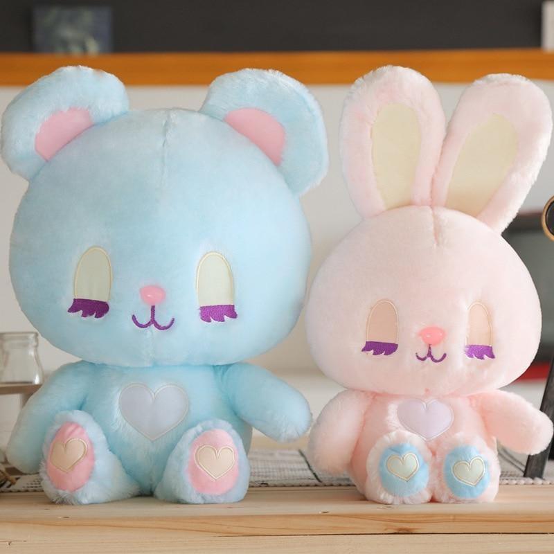 Pastel Bunny & Bear Plushies - Set of Both - stuffed animal